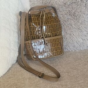 Vintage Fendi Zucchino Coated Canvas Bucket Bag..
